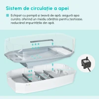 PawHut Kit terariu pentru tesoasa, Acvariu pentru testoasa cu platforma de incalzire, pompa de apa, vedere completa a habitatului reptilei,usor de curatat si schimbat apa, zona multi-functionala, alb(m-4)