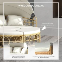 Outsunny Wyspa słoneczna, 4-elementowa, rozkładany daszek, 5 poduszek, imitacja rattanu, 178S x 85G x 66,5W cm, Beżowy(m-6)