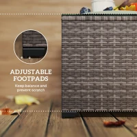 Outsunny 62 x 62cm Glass-Top Rattan Side Table - Dark Grey(m-7)