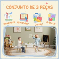 AIYAPLAY Mesa Infantil com 2 Cadeiras com Encosto em Forma de Coroa para Crianças de 3-6 Anos para Sala de Jogos Dormitório Branco(m-4)