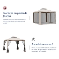 Outsunny Foisor de Gradina cu Plasa de Tantari din Metal si Poliester 294x294cm(m-7)