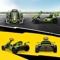HOMCOM Go Kart Elettrico per Bambini 6-12 Anni 24V 12km/h con Seggiolino Regolabile, Verde(m-9)