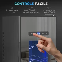 HOMCOM Cave à vin 12 bouteille 30L thermoélectrique double et silencieux avec porte en verre, LED, écran numérique, noir(m-7)