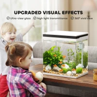 PawHut 14L Glass Fish Tank With Filter System, LED Lights, Water Pump, White(m-7)
