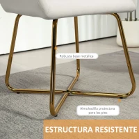 HOMCOM Sillón de Salón Tapizado en Terciopelo con Asiento Acolchado Base Metálica Cruzada Crema(m-5)