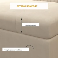HOMCOM Ławka z miejscem do przechowywania, ławka tapicerowana, ławka do sypialni z wykończeniem z aksamitu, stal, beżowa(m-5)