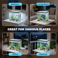 PawHut 26L Glass Fish Tank With Filter System, LED Lights, Water Pump, White(m-8)