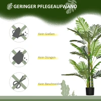 HOMCOM Kunstpflanze, künstliche Palme, inkl. Übertopf; 19,5 cm x 19,5 cm x 150 cm, Grün + Schwarz(m-5)