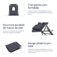 Outsunny Sezlong Relax Pliabil pentru plaja cu pernuta și deschidere pentru față în tesătură Oxford, Gri(m-5)