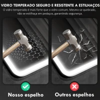 HOMCOM Espelho de Casa de Banho com Luz LED 80x60 cm Bluetooth 3 Cores de Luz Relógio Digital Função Antiembaciamento Função de Memória Prata(m-8)