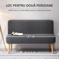 Homcom Canapea Minimalista – Gri inchis, Compacta & Fara Cotiere(m-4)