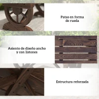 Outsunny Banco de Madera con Ruedas Decorativas Estilo Rústico Carga 250 kg para Patio Terraza Balcón 98x50x39,5 cm Carbonizado(m-4)