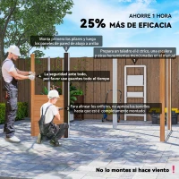 Outsunny Caseta de Jardín Exterior 4,84m² 278x195x215cm con 2 Puertas y 4 Ventanas para Almacenamiento de Herramientas Natural(m-4)