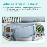 PawHut Kit terariu pentru tesoasa, Acvariu pentru testoasa cu platforma de incalzire, pompa de apa, vedere completa a habitatului reptilei,usor de curatat si schimbat apa, zona multi-functionala, alb(m-6)