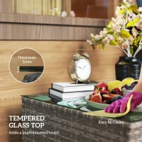 Outsunny 62 x 62cm Glass-Top Rattan Side Table - Dark Grey(m-5)