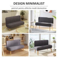 Homcom Canapea Minimalista – Gri inchis, Compacta & Fara Cotiere(m-6)