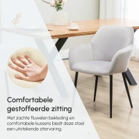 HOMCOM Set Eetkamerstoelen, Comfortabel, 54x57x80 cm, Lichtgrijs(m-8)
