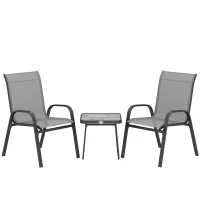 Outsunny Three-Piece Metal Frame Garden Seating Set - Grey(m-1)
