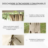 Outsunny Foișor de Grădină cu 6 Pereți Detașabili, Cadru Metalic și Țesătură din Poliester, 4x3x2,72 m, Bej(m-9)