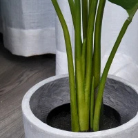 Outsunny Planta de Decoración Artificial de Palma Árbol Realista con Maceta 10 Hojas Ф18x180cm para Interior No Requiere Instalación(m-9)