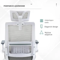 Vinsetto Ergonomiczne Krzesło Biurowe, Regulowana Podgłówka, 58 x 61 x 119 cm, Szary(m-6)