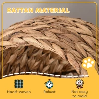 PawHut Rattan Katzenkorb Katzenhöhle Katzenhütte Katzenbett mit Kissen Haustierbett Wasserhyazinthe Braun 50 x 42 x 60 cm(m-5)