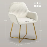HOMCOM Sillón de Salón Tapizado en Terciopelo con Asiento Acolchado Base Metálica Cruzada Crema(m-3)