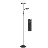 HOMCOM LED Floor Lamp for Living Room, Stepless Dimmable Standing Lamp, Mother and Child Uplighter with Reading Light, 4 Scene Modes, 2700K-6500K Colour Temps, 4 Brightness Levels, Remote Control(m-1)