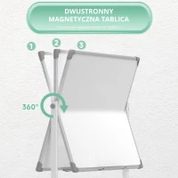 HOMCOM Tablica Magnetyczna, 120 x 90 cm, Obrotowa, Mobilna, z Markerami & Gąbką, Stalowa Konstrukcja, Biała(m-4)