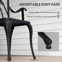 Outsunny 3 Pieces Garden Dining Set for 2, Cast Aluminium Outdoor Dining Set with 2 Armchairs and Round Dining Table with Parasol Hole, Garden Furniture Set, Brown(m-7)