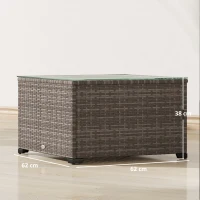 Outsunny 62 x 62cm Glass-Top Rattan Side Table - Dark Grey(m-3)
