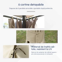 Outsunny Foișor de Grădină cu 6 Pereți Detașabili, Cadru Metalic și Țesătură din Poliester, 4x3x2,72 m, Bej(m-6)