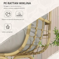 Outsunny Sofa ogrodowe 2-osobowe z podłokietnikami, z poduszką, sofa w stylu rattanowym, wytrzymała do 240 kg, do ogrodu, na balkon, jasnoszary(m-5)