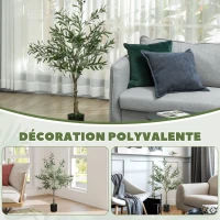 HOMCOM Plantă Artificială de Măslin cu 450 de Frunze, 20 de Măsline și Ghiveci Inclus, Ø15x120 cm, Verde(m-8)