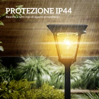 Outsunny Lampione da Giardino a Energia Solare con Sensore PIR, in Alluminio e Vetro, 26x24x220 cm, Nero(m-7)