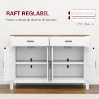 HOMCOM Bufet de Bucătărie cu 2 Sertare și 2 Dulapuri, 120x39,3x82,5 cm, Alb(m-5)