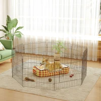 PawHut Parc enclos chiots animaux domestiques pour chiens lapins rongeurs petits animaux intérieur et extérieur diamètre 180 cm 8 panneaux 71 x 61 cm noir(m-2)