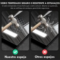 HOMCOM Espelho de Casa de Banho com Luz LED 70x50 cm 3 Cores de Luz Função Antiembaciamento Função de Memória IP44 Prata(m-7)