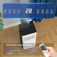 HOMCOM Ar Condicionado Portátil 3 em 1 9000 BTU Arrefecedor Ventoinha Desumidificador 24,1 L/Dia com 2 Velocidades 25m² Branco(m-7)