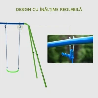 Outsunny Set Leagăn de Grădină cu Leagăn Dublu și 2 Leagăne Simple, 280x140x178 cm, Verde(m-9)