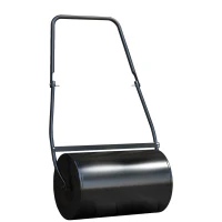 DURHAND 38L Garden Lawn Roller, Water Sand Filled Outdoor Grass Roller, Heavy Duty Metal Lawn Push Rolling Tool Aerator for Grass Seeding, Soil Levelling, Black(m-1)