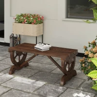 Outsunny Gartenbank Holz Wetterfest Sitzbank Gartenmöbel Rustikale Bank Natur 98 x 50 x 39,5 cm(m-9)