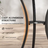 Outsunny 3 Pieces Garden Dining Set for 2, Cast Aluminium Outdoor Dining Set with 2 Armchairs and Round Dining Table with Parasol Hole, Garden Furniture Set, Brown(m-5)