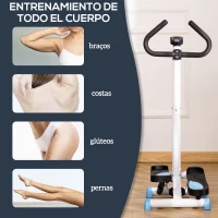 HOMCOM Máquina de Step Stepper Fitness em Casa com Tela LCD Alça e Pedais Antiderrapantes para Ginásio 55x44x108 cm Azul e Branco(m-7)