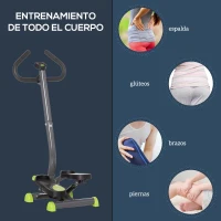 HOMCOM Máquina de Steps Mini Stepper para Fitness en Casa con Pantalla LCD y Pedales Antideslizantes 55x44x108cm Gris y Verde(m-7)