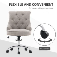 HOMCOM bureaustoel gestoffeerde stoel directiestoel 150 kg draagvermogen in te stellen zithoogte linnen lichtgrijs 54 x 65,5 x (84–91) cm(m-6)