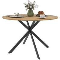 HOMCOM Okrągły Stół Jadalniany dla 4 Osób, Stół Kuchenny w Stylu Przemysłowym z Nogami Stalowymi, do Jadalni, Kuchni, Dąb(m-10)