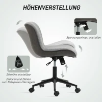 HOMCOM Armloser Bürostuhl, gepolstert, höhenverstellbar, drehbar, rollbar, Grau(m-6)
