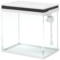 PawHut 26L Glass Fish Tank With Filter System, LED Lights, Water Pump, White(m-11)