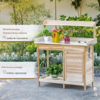 Outsunny stół do roślin lite drewno kolor naturalny 112 x 45 x 125 cm(m-7)